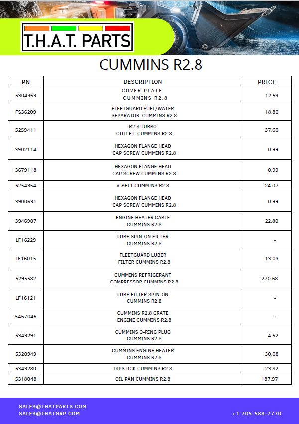 CUMMINS R2.8 PARTS